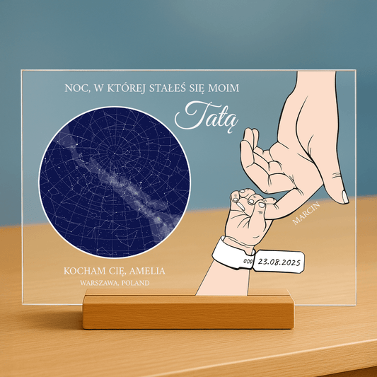 Noc, w której stałeś się tatą - personalizowany druk na szkle dla taty - Emmygift.pl