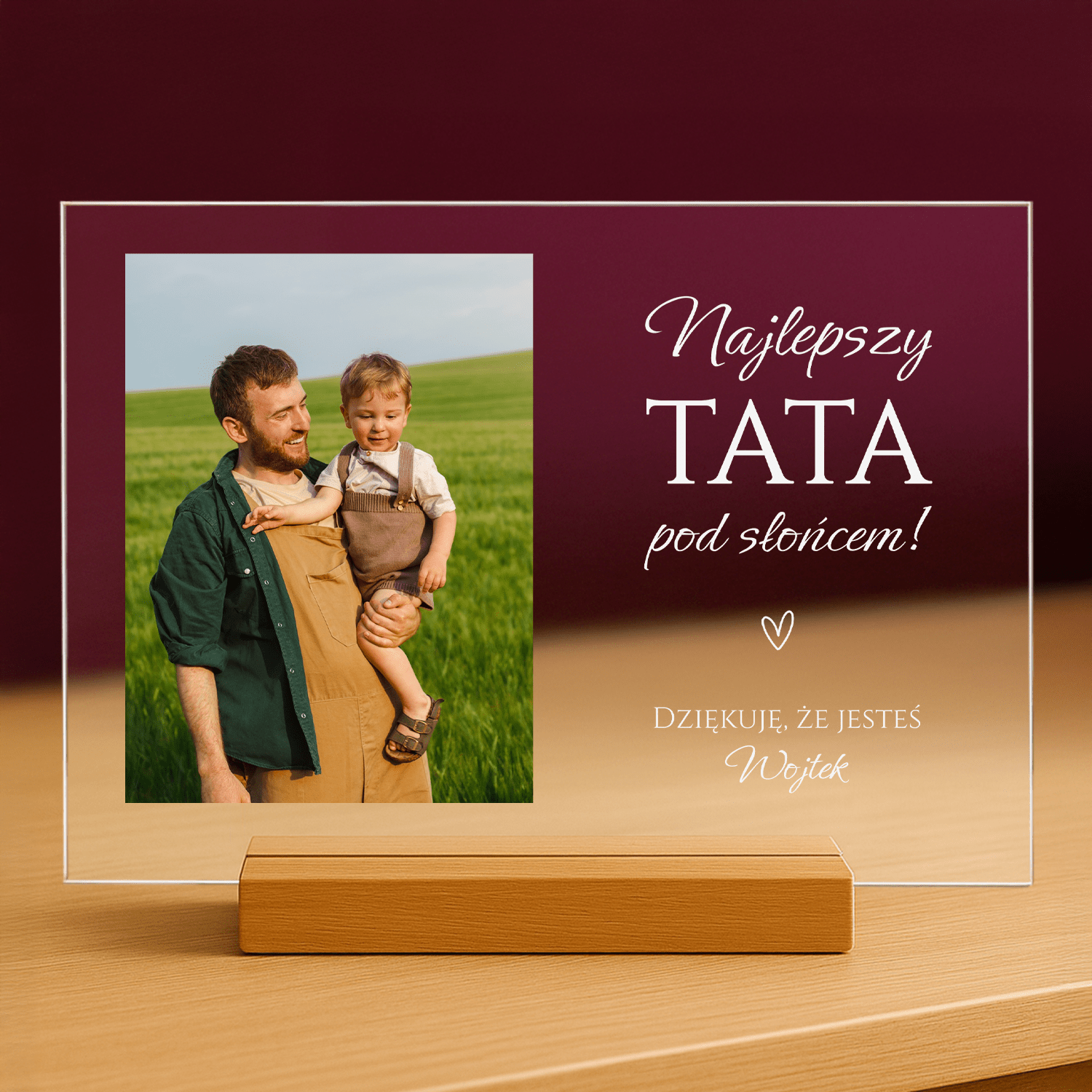 Najlepszy tata pod słońcem - personalizowany druk na szkle dla taty - Emmygift.pl