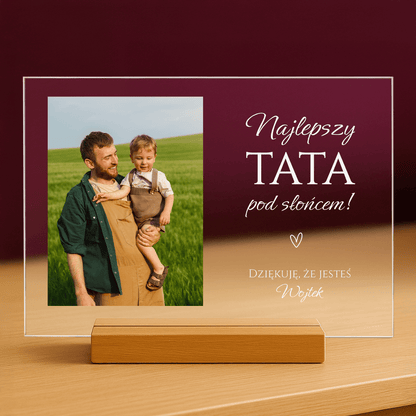 Najlepszy tata pod słońcem - personalizowany druk na szkle dla taty - Emmygift.pl