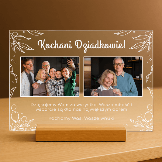 Kochani dziadkowie zdjęcia + tekst - personalizowany druk na szkle dla dziadków - Emmygift.pl
