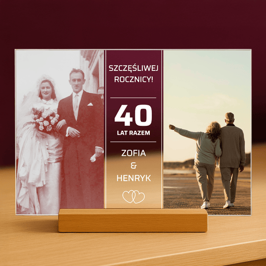 Szczęśliwej 40 rocznicy - personalizowany druk na szkle - Emmygift.pl