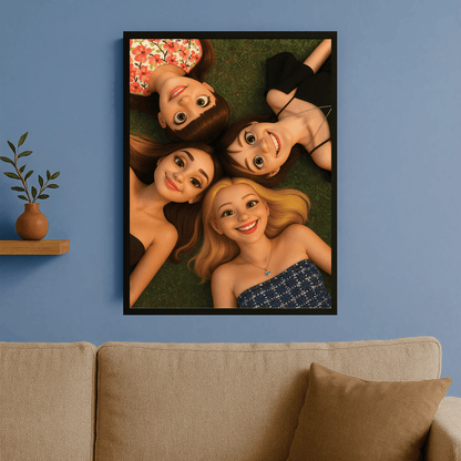 Grupa przyjaciółek w efekcie 3D - portret na plakacie dla przyjaciółki - Emmygift.pl