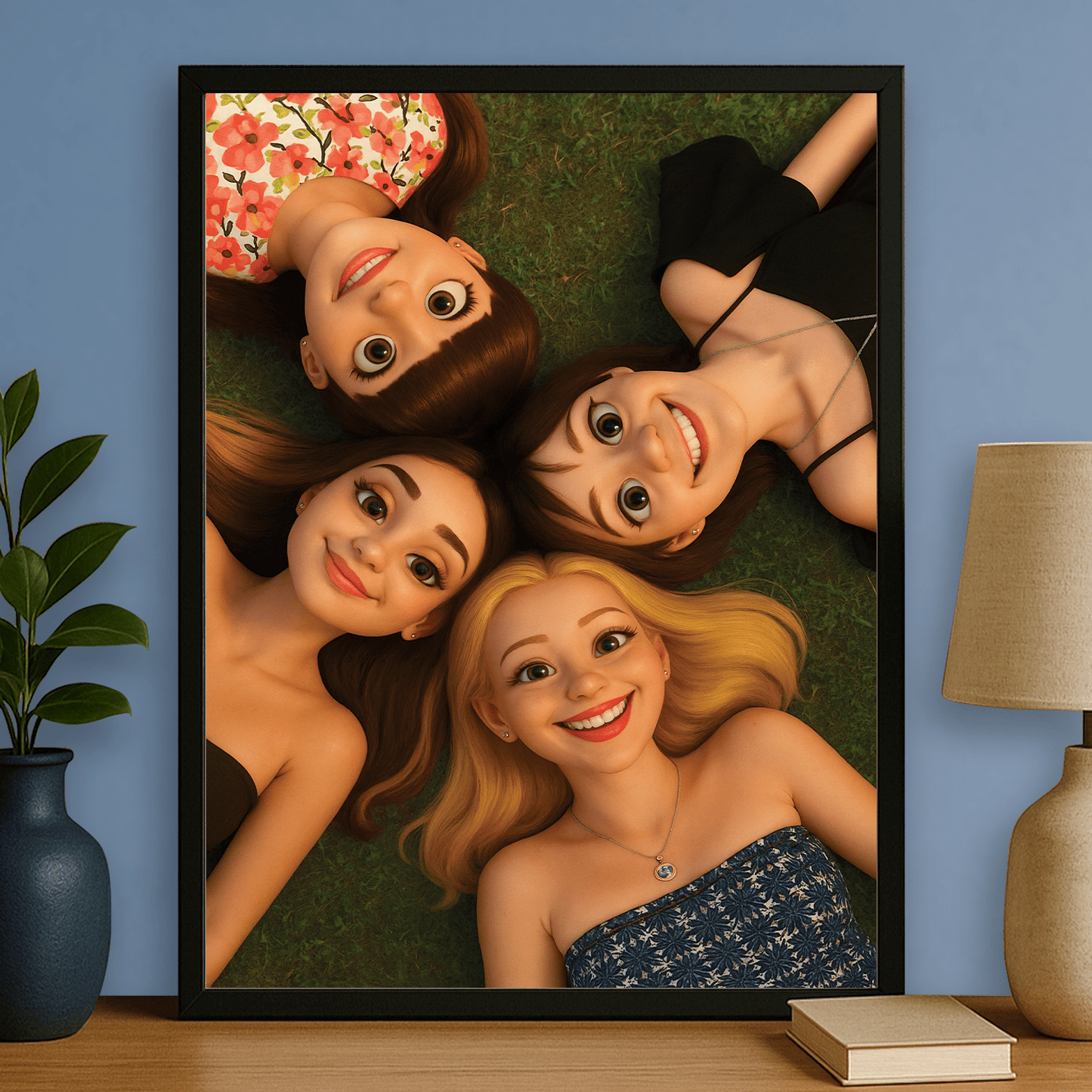 Grupa przyjaciółek w efekcie 3D - portret na plakacie dla przyjaciółki - Emmygift.pl