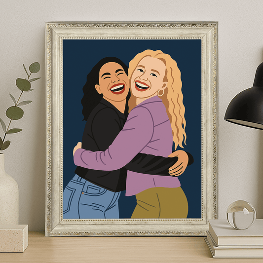 Ilustracja dwóch najlepszych przyjaciółek - portret na płótnie dla przyjaciółki - Emmygift.pl
