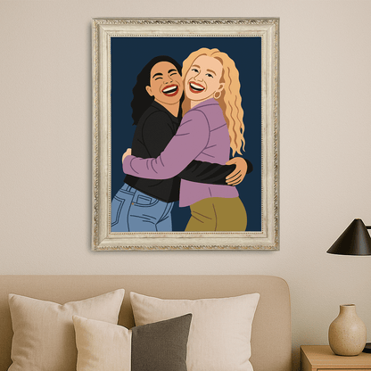 Ilustracja dwóch najlepszych przyjaciółek - portret na płótnie dla przyjaciółki - Emmygift.pl