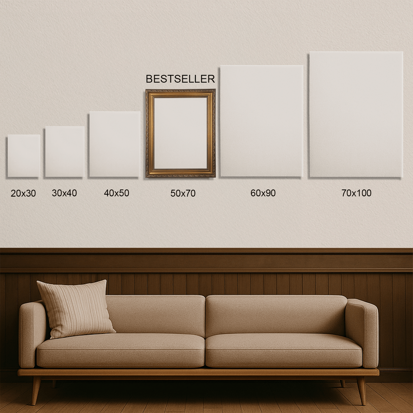 Ilustracja dziadków i wnuków - portret na płótnie dla dziadków - Emmygift.pl