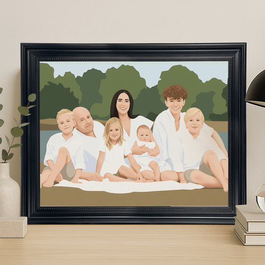 Ilustracja Family - portret na płótnie dla rodziców - Emmygift.pl