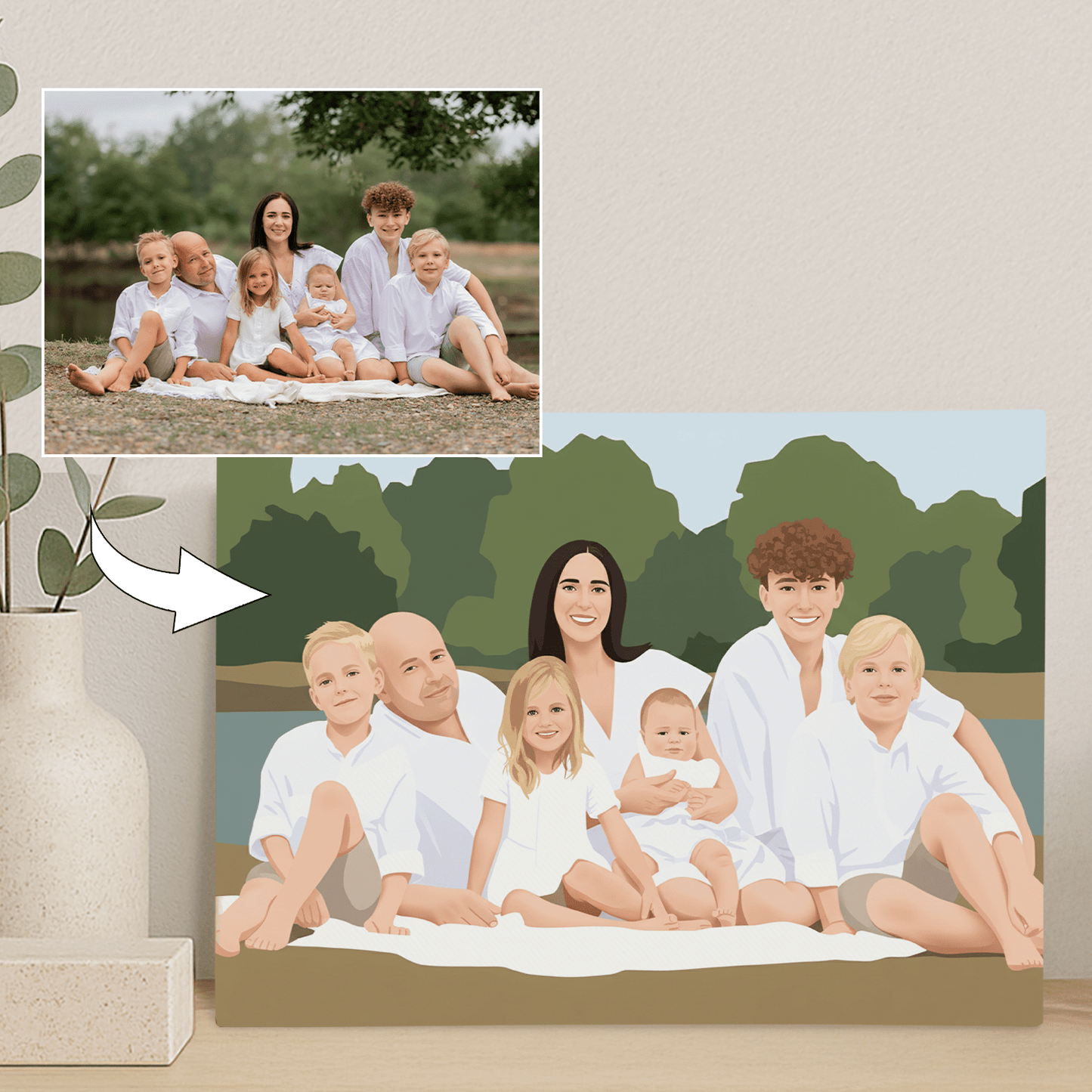 Ilustracja Family - portret na płótnie dla rodziców - Emmygift.pl