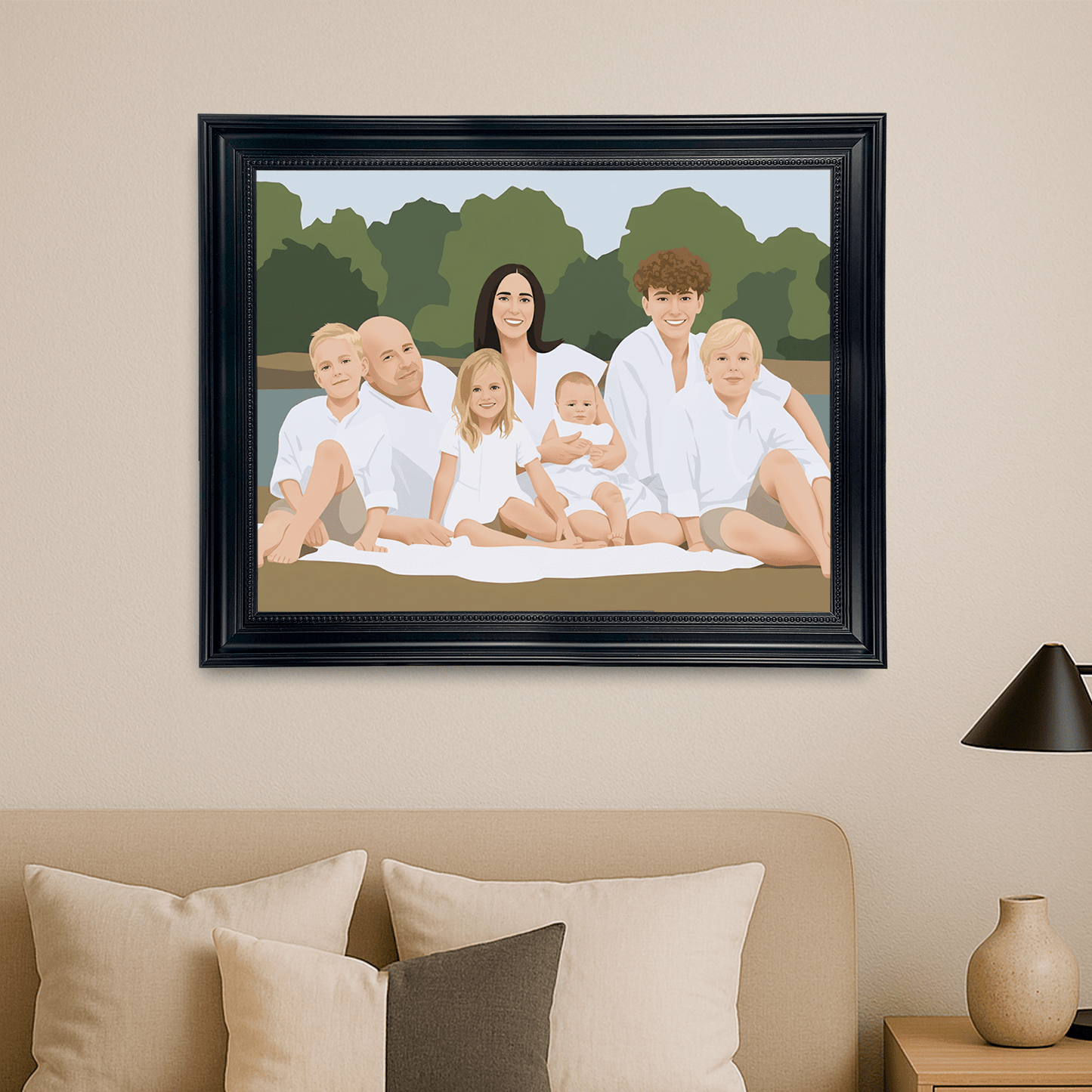 Ilustracja Family - portret na płótnie dla rodziców - Emmygift.pl
