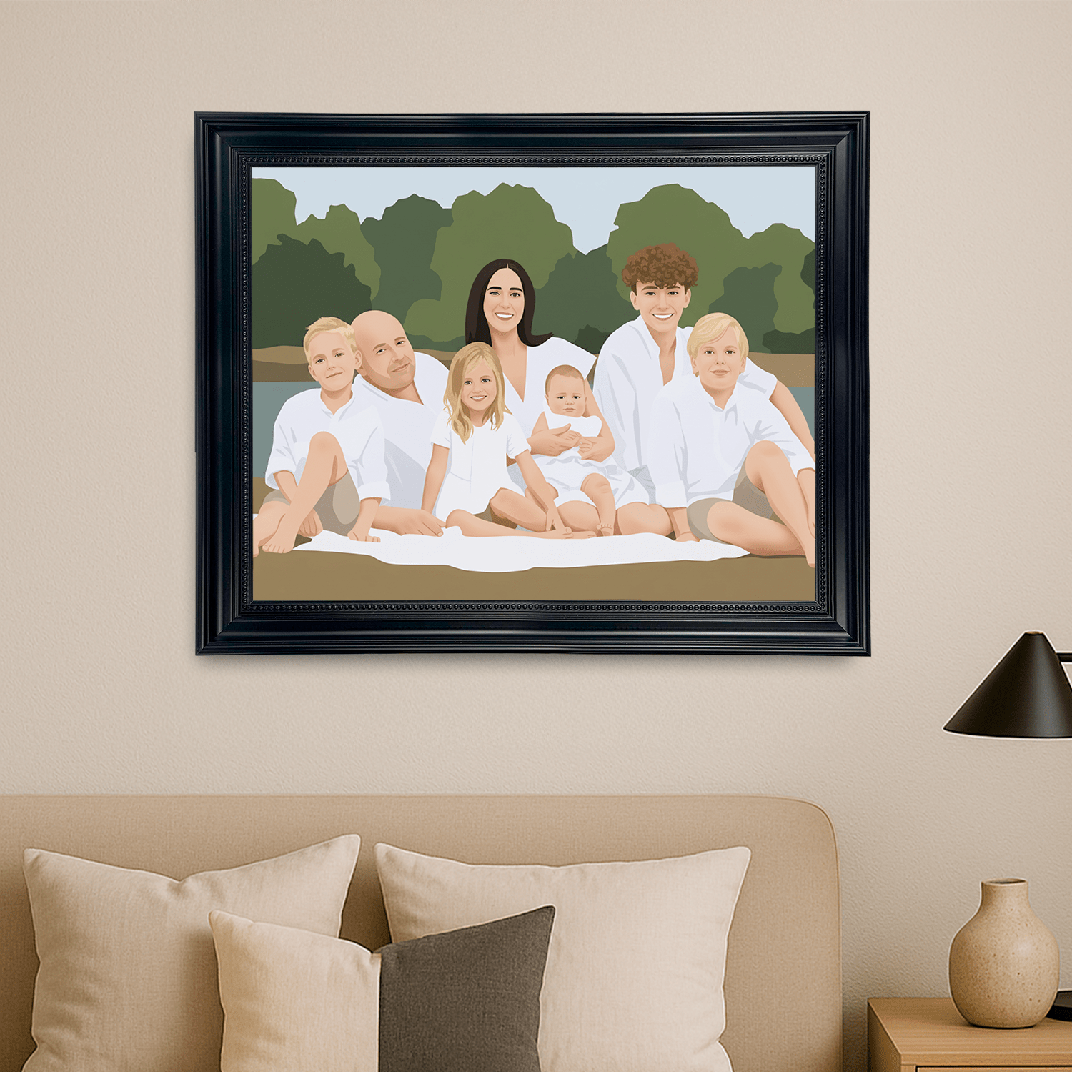 Ilustracja Family - portret na płótnie dla rodziców - Emmygift.pl
