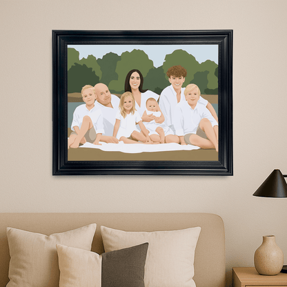 Ilustracja Family - portret na płótnie dla rodziców - Emmygift.pl