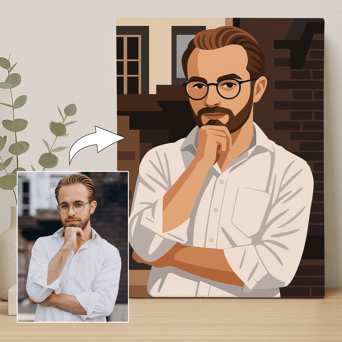 Ilustracja mężczyzny - portret na płótnie dla niego - Emmygift.pl