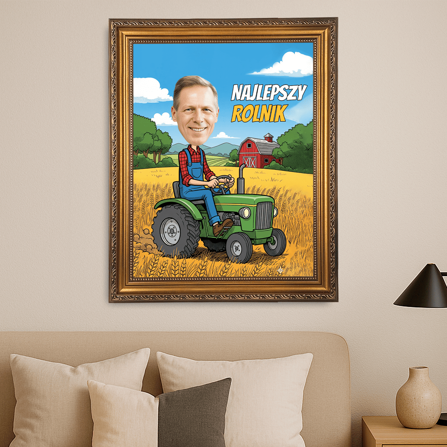 Ilustracja najlepszego rolnika - portret na płótnie dla niego - Emmygift.pl