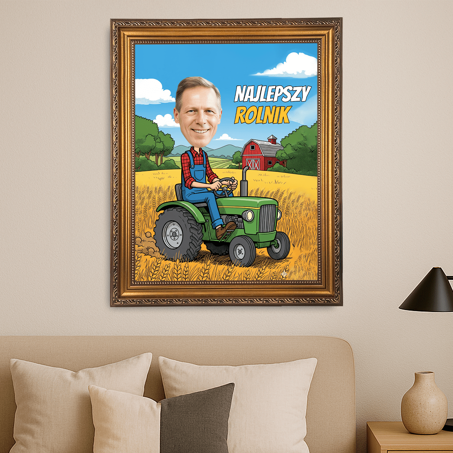Ilustracja najlepszego rolnika - portret na płótnie dla niego - Emmygift.pl