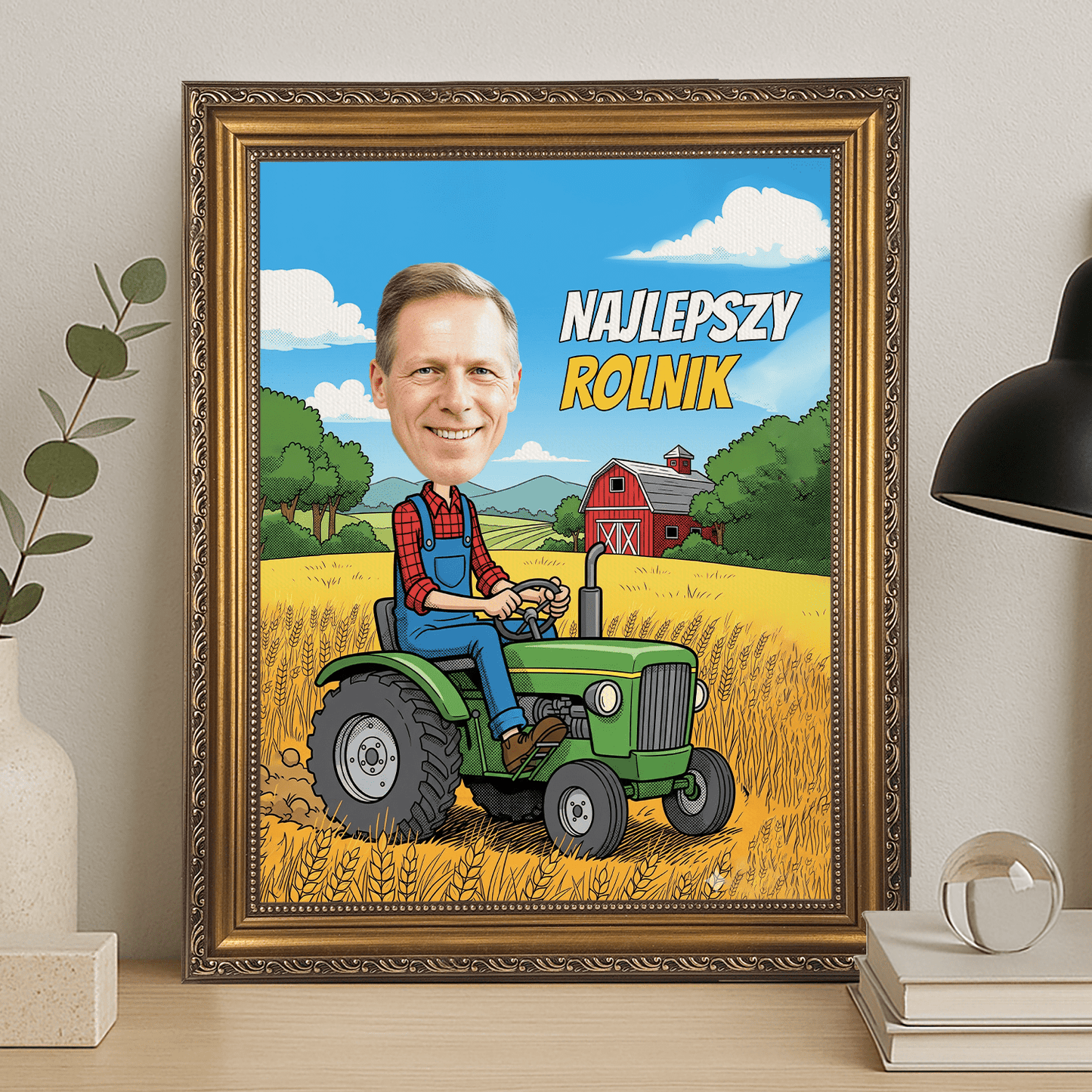 Ilustracja najlepszego rolnika - portret na płótnie dla niego - Emmygift.pl