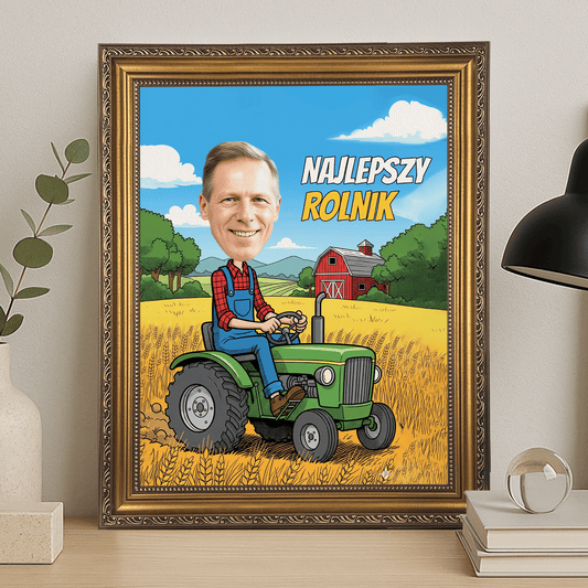 Ilustracja najlepszego rolnika - portret na płótnie dla niego - Emmygift.pl