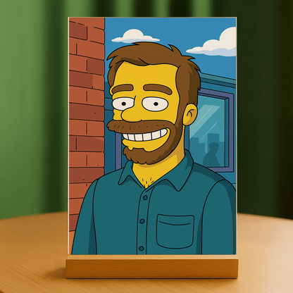 Jego kreskówkowa ilustracja - portret na szkle akrylowym dla niego - Emmygift.pl