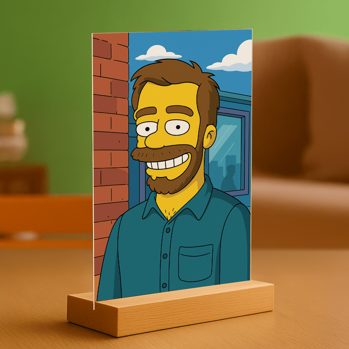 Jego kreskówkowa ilustracja - portret na szkle akrylowym dla niego - Emmygift.pl