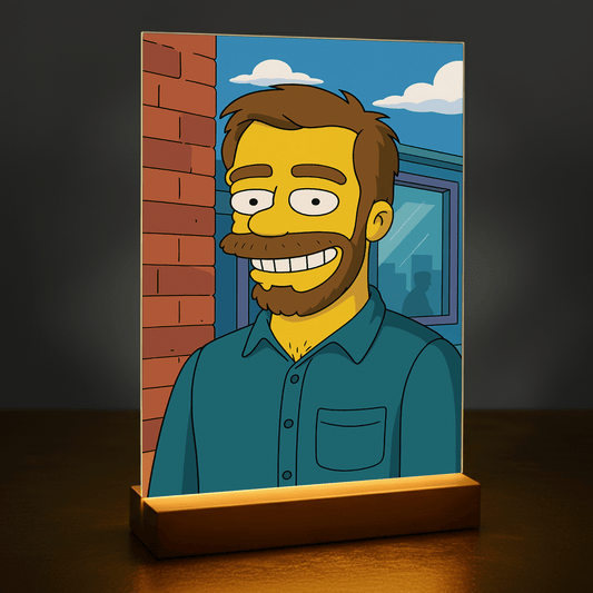 Jego kreskówkowa ilustracja - portret na szkle akrylowym dla niego - Emmygift.pl