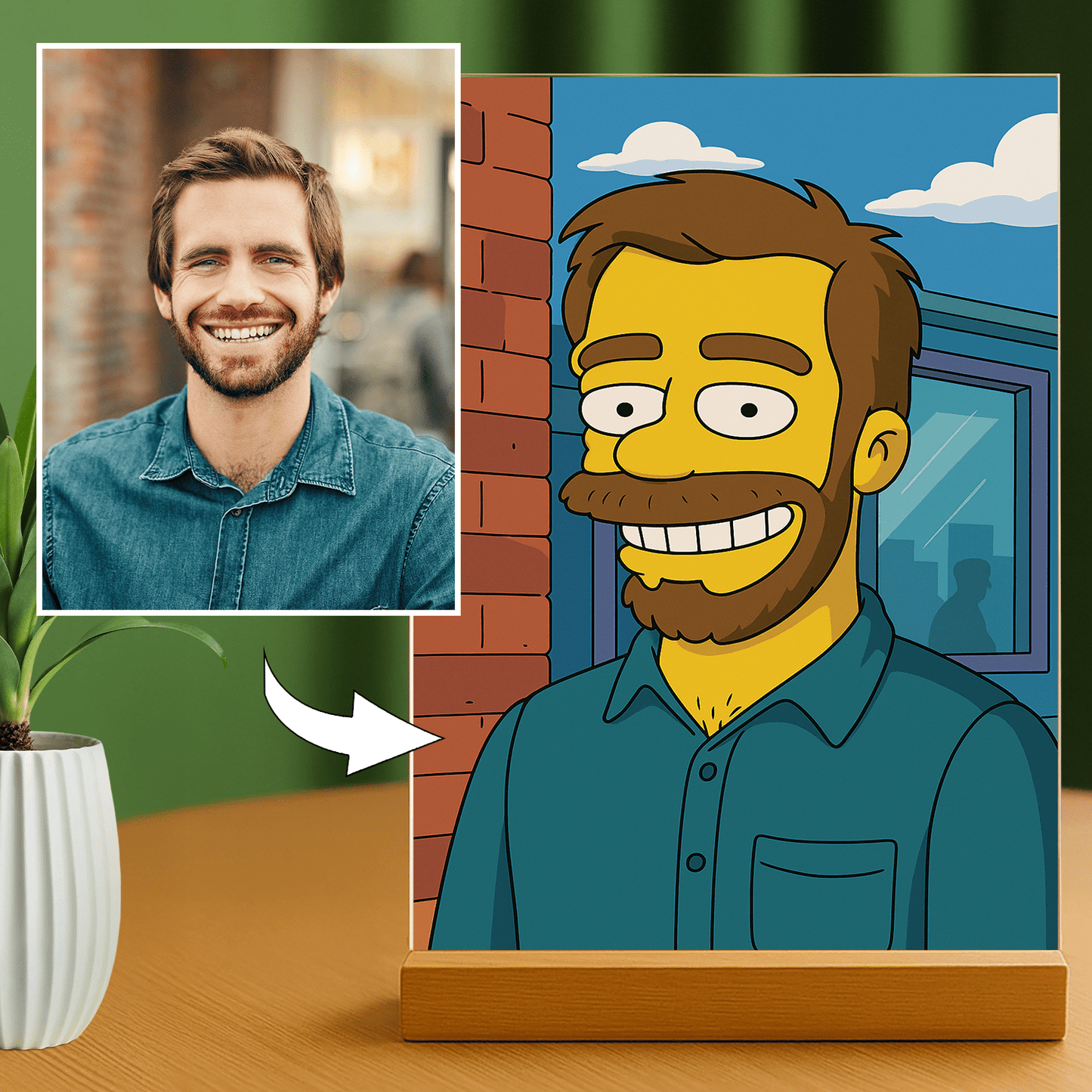 Jego kreskówkowa ilustracja - portret na szkle akrylowym dla niego - Emmygift.pl