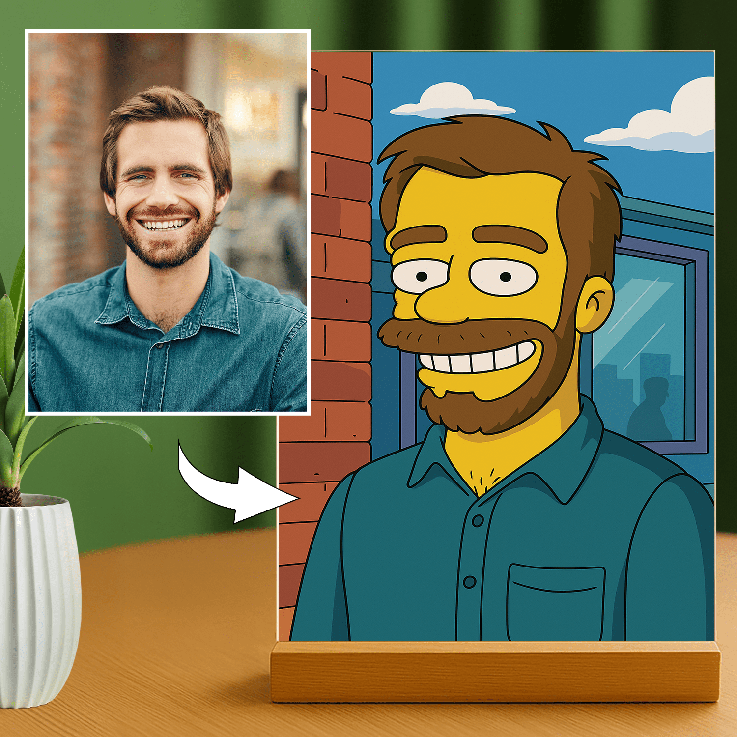 Jego kreskówkowa ilustracja - portret na szkle akrylowym dla niego - Emmygift.pl