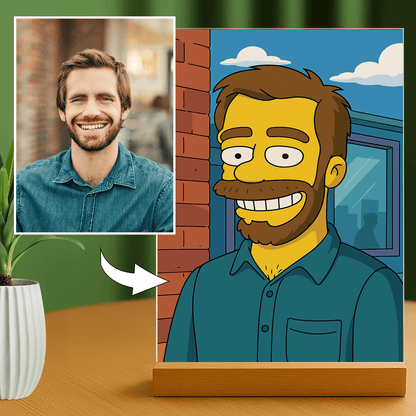 Jego kreskówkowa ilustracja - portret na szkle akrylowym dla niego - Emmygift.pl