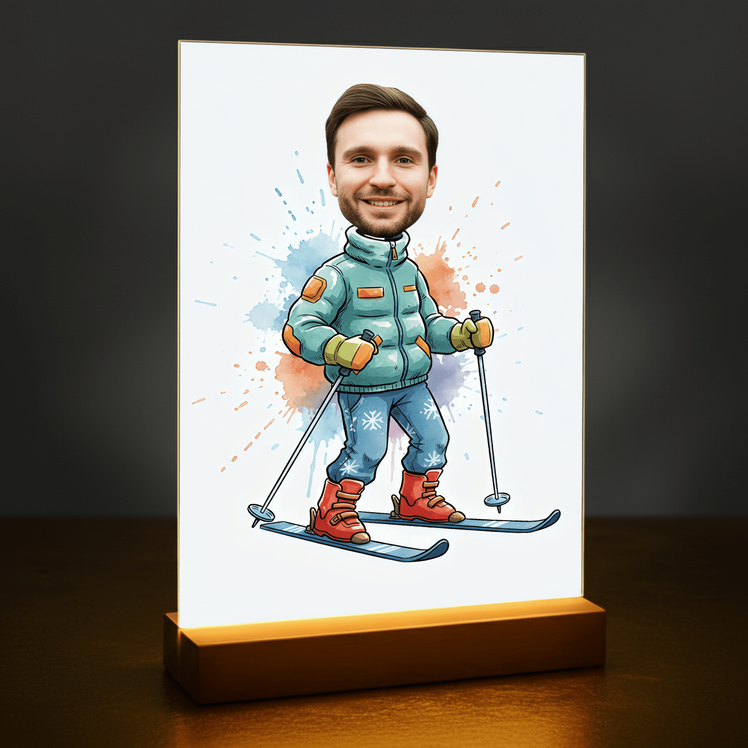 Jego zimowa karykatura - portret na szkle akrylowym dla mężczyzny - Emmygift.pl