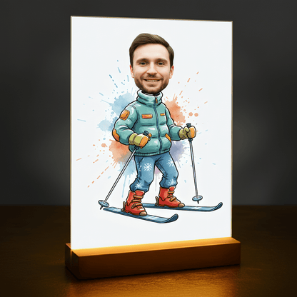 Jego zimowa karykatura - portret na szkle akrylowym dla mężczyzny - Emmygift.pl