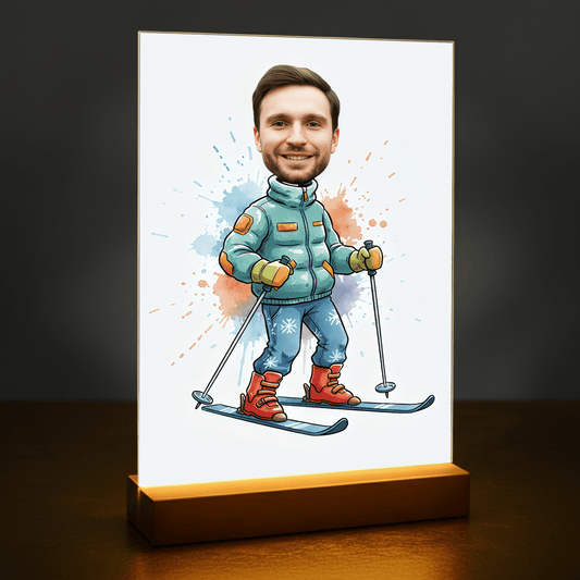 Jego zimowa karykatura - portret na szkle akrylowym dla mężczyzny - Emmygift.pl