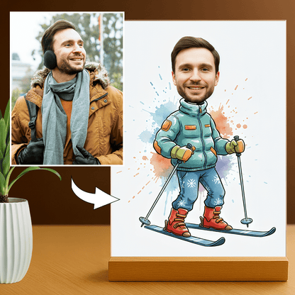 Jego zimowa karykatura - portret na szkle akrylowym dla mężczyzny - Emmygift.pl