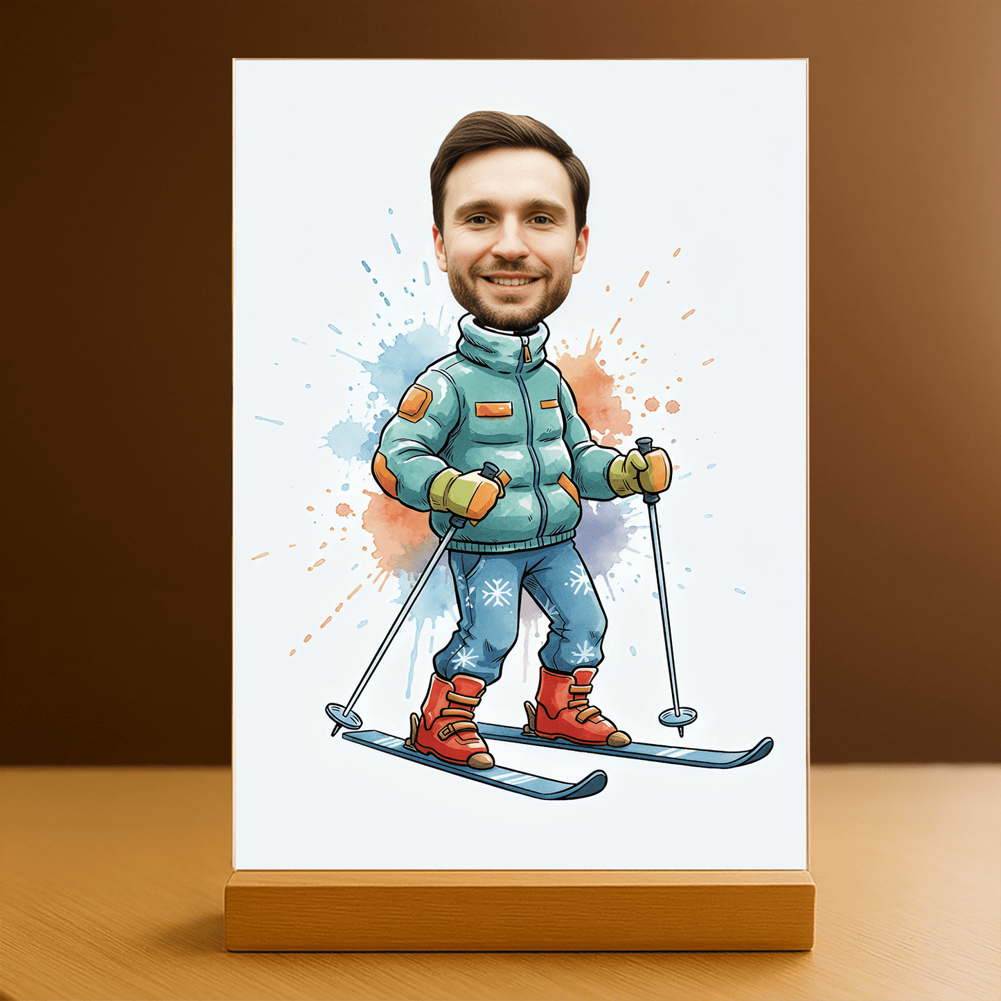 Jego zimowa karykatura - portret na szkle akrylowym dla mężczyzny - Emmygift.pl