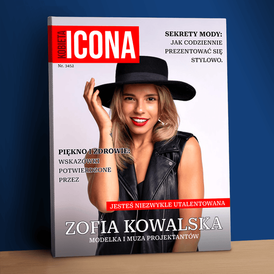 Jej własna okładka magazynu - personalizowany druk na płótnie dla niej - Emmygift.pl