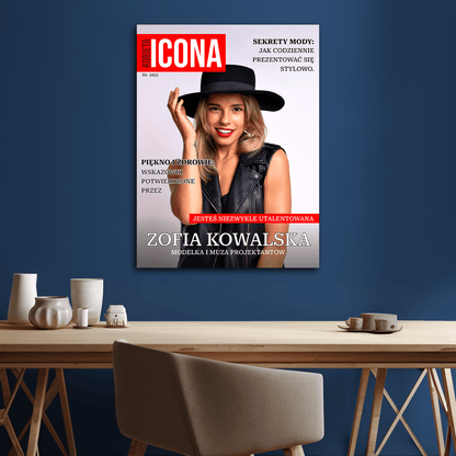 Jej własna okładka magazynu - personalizowany druk na płótnie dla niej - Emmygift.pl
