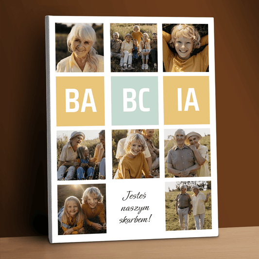 Jesteś naszym skarbem! - kolaż na płótnie dla babci - Emmygift.pl