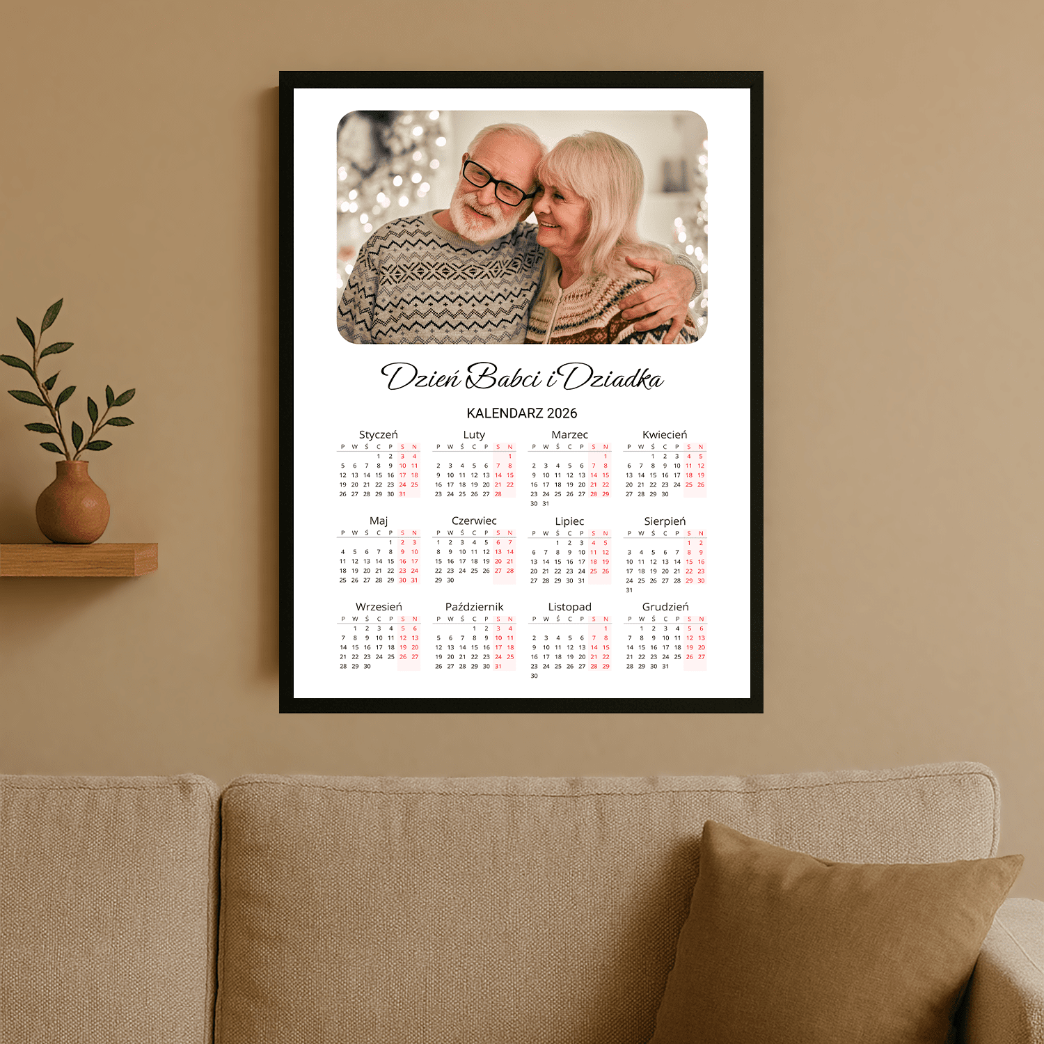 Kalendarz dla babci i dziadka - plakat personalizowany dla dziadków - Emmygift.pl