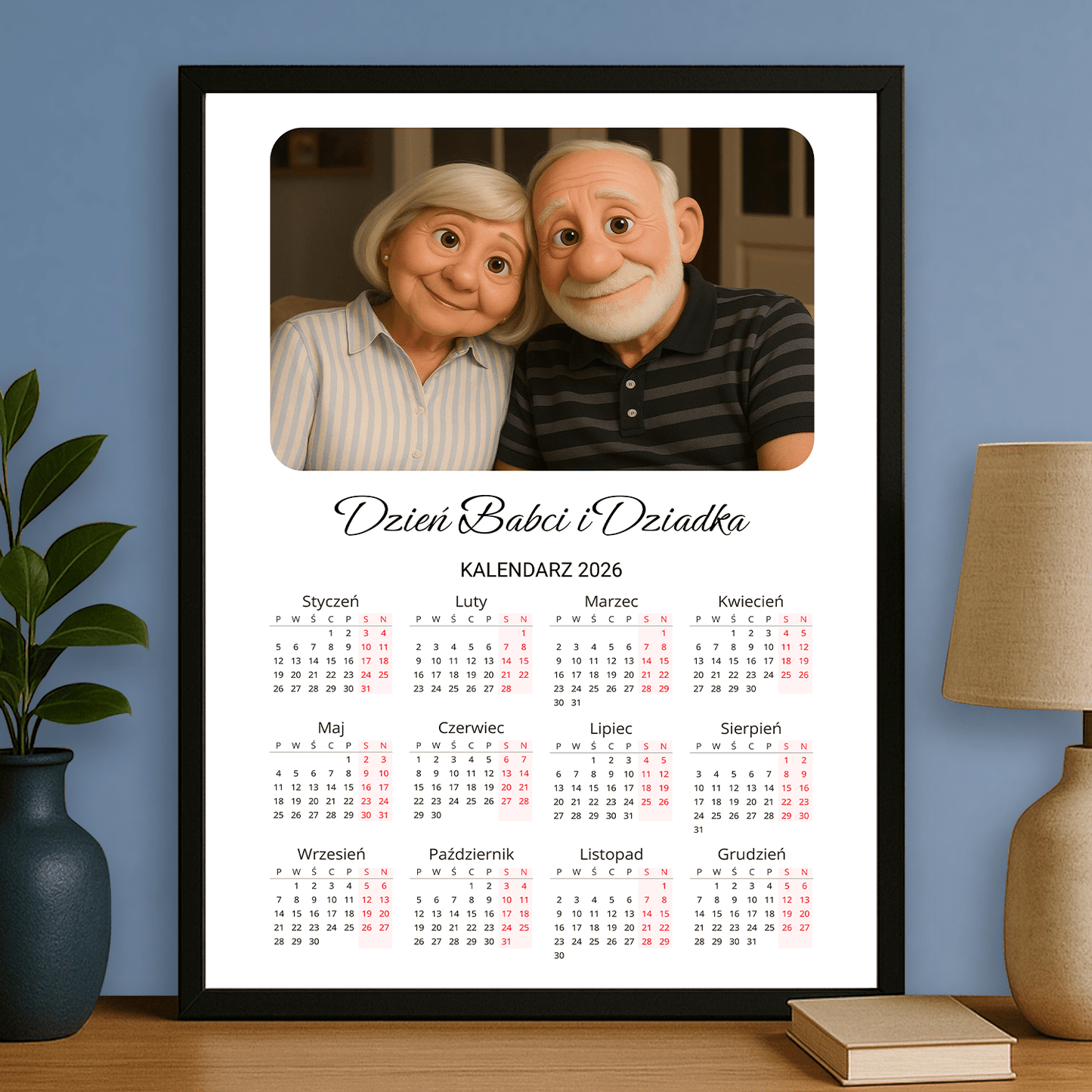 Kalendarz na Dzień Babci i Dziadka - plakat personalizowany dla dziadków - Emmygift.pl