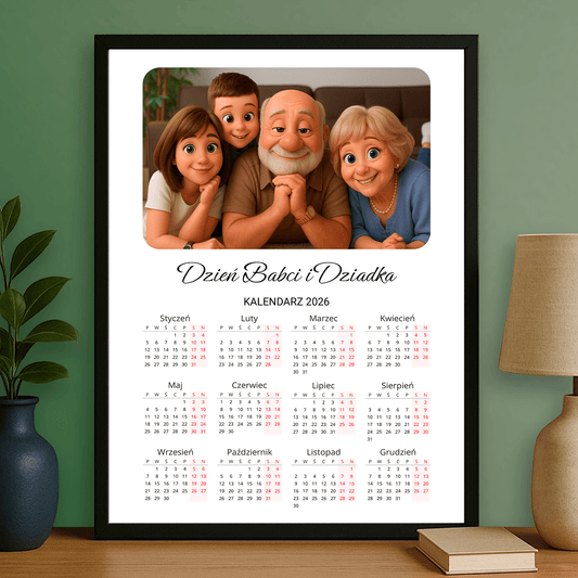 Kalendarz od wnuków - plakat personalizowany dla dziadków - Emmygift.pl
