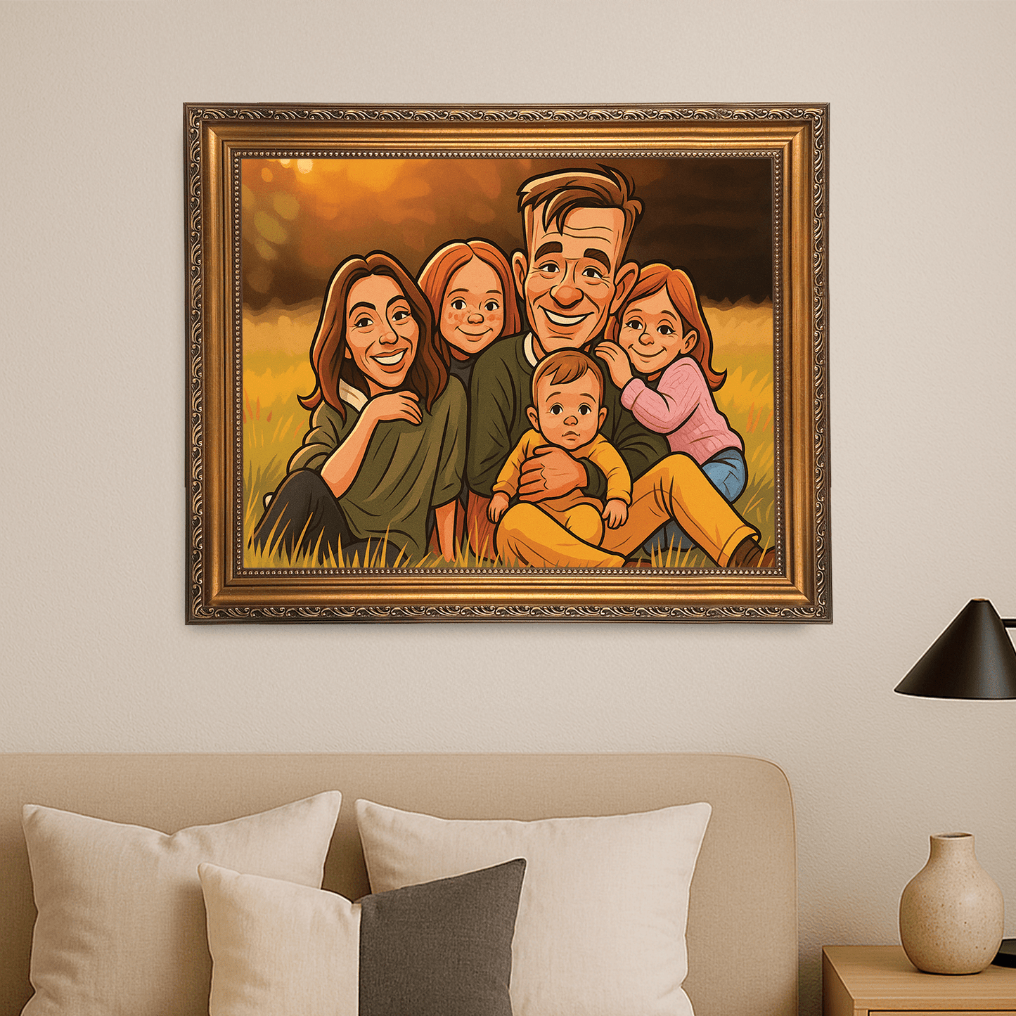 Karykatura Family - portret na płótnie dla rodziców - Emmygift.pl