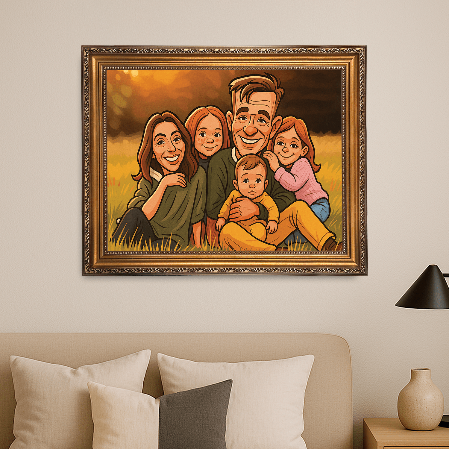 Karykatura Family - portret na płótnie dla rodziców - Emmygift.pl