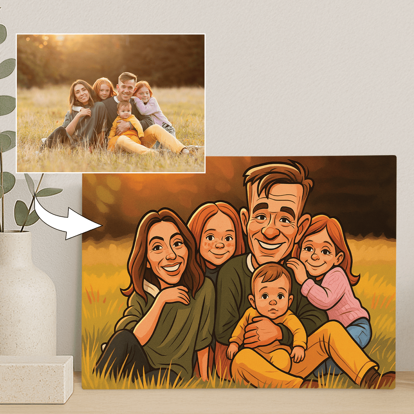 Karykatura Family - portret na płótnie dla rodziców - Emmygift.pl