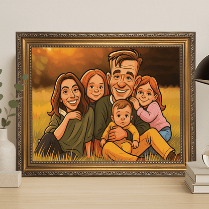 Karykatura Family - portret na płótnie dla rodziców - Emmygift.pl