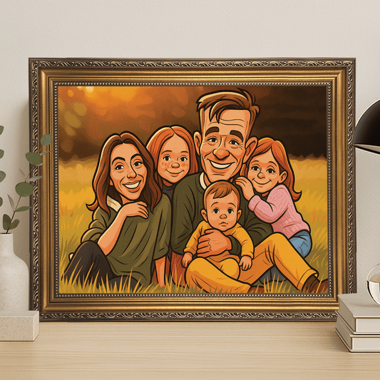 Karykatura Family - portret na płótnie dla rodziców - Emmygift.pl