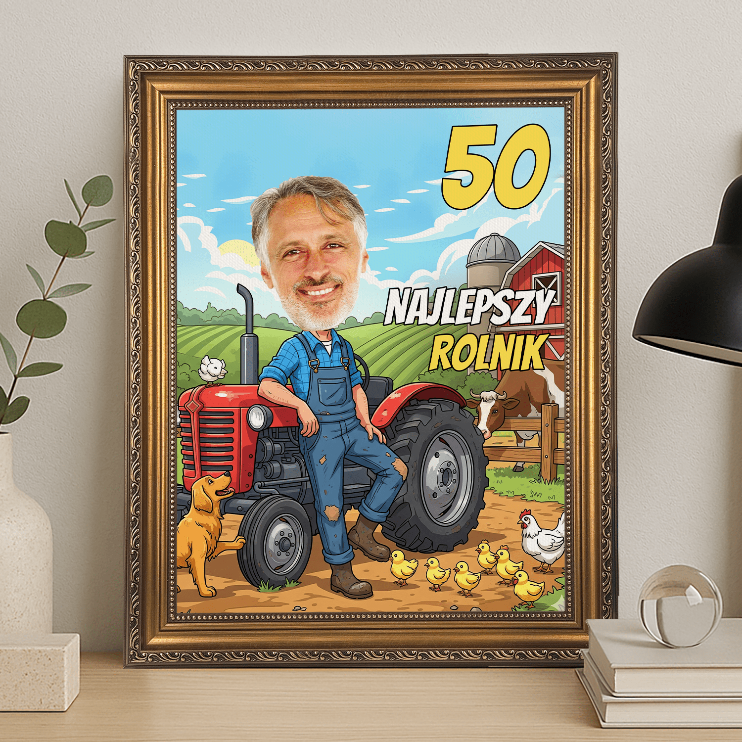 Karykatura najlepszy rolnik - portret na płótnie dla mężczyzny - Emmygift.pl