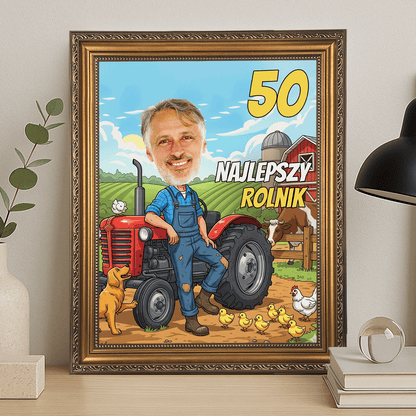 Karykatura najlepszy rolnik - portret na płótnie dla mężczyzny - Emmygift.pl