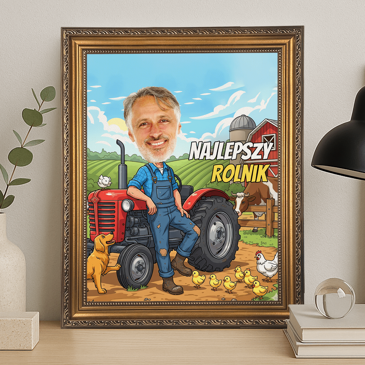 Karykatura najlepszy rolnik - portret na płótnie dla mężczyzny - Emmygift.pl