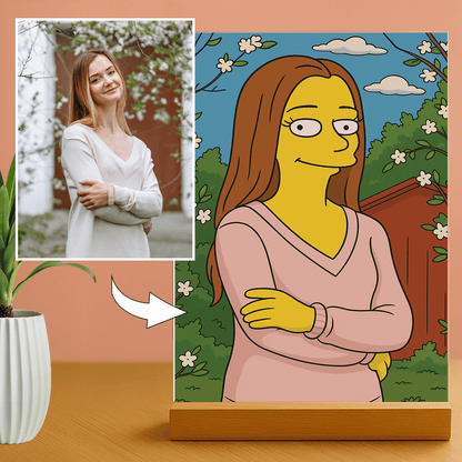 Kobieta styl amerykańskiej kreskówki - portret na szkle akrylowym dla niej - Emmygift.pl