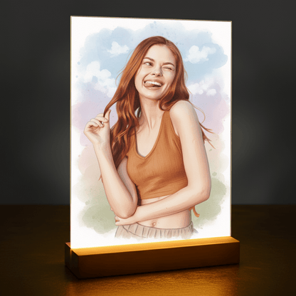 Kobieta w akwarelowym stylu - portret na szkle akrylowym dla niej - Emmygift.pl