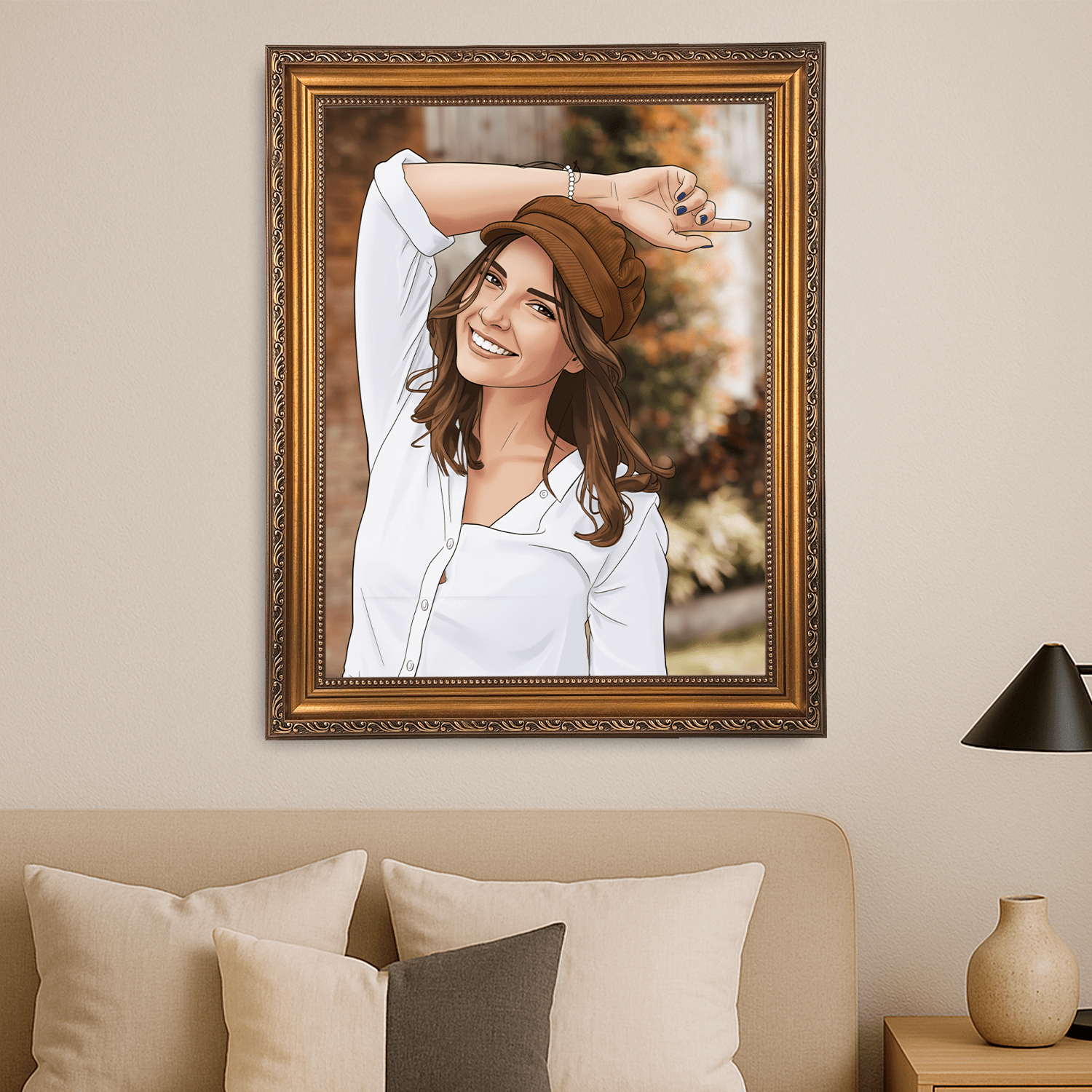 Kobieta w kreskówkowym stylu - portret na płótnie dla niej - Emmygift.pl