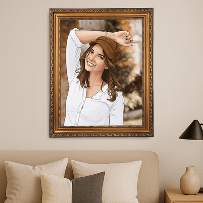 Kobieta w kreskówkowym stylu - portret na płótnie dla niej - Emmygift.pl