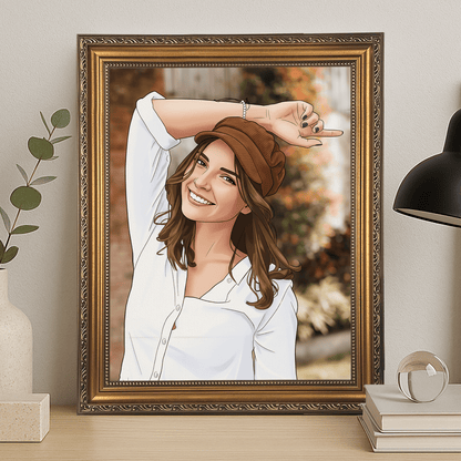 Kobieta w kreskówkowym stylu - portret na płótnie dla niej - Emmygift.pl